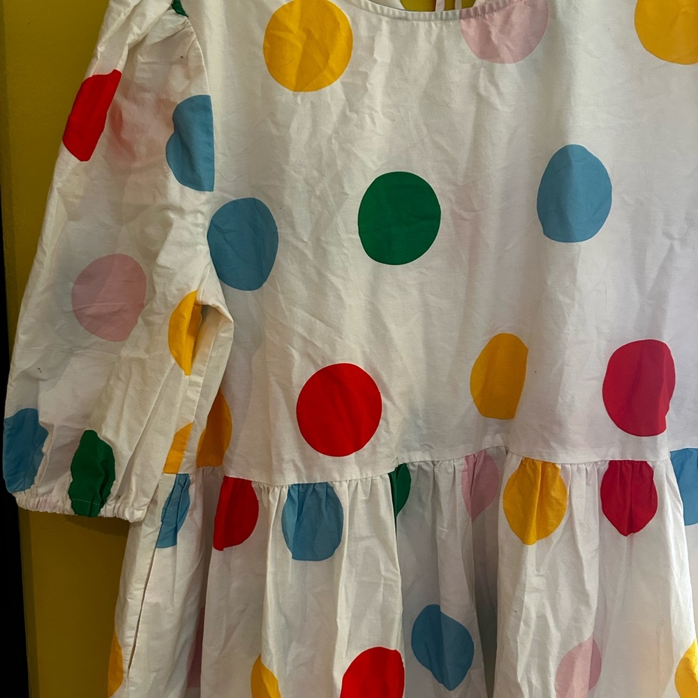 Red and Blue Puff Sleeve Sundress with Crew Neck
